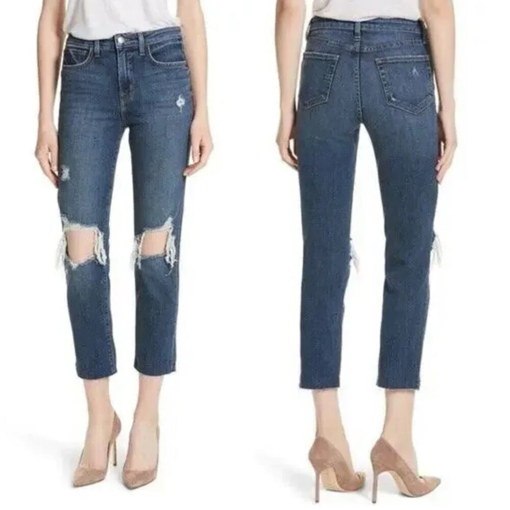 L’AGENCE Women’s Audrina Straight Cropped High Rise Dark Wash Size 27